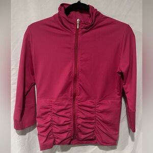 Lucy Bright Pink Activewear Full-Zip-Up Jacket with Ruched Sides
